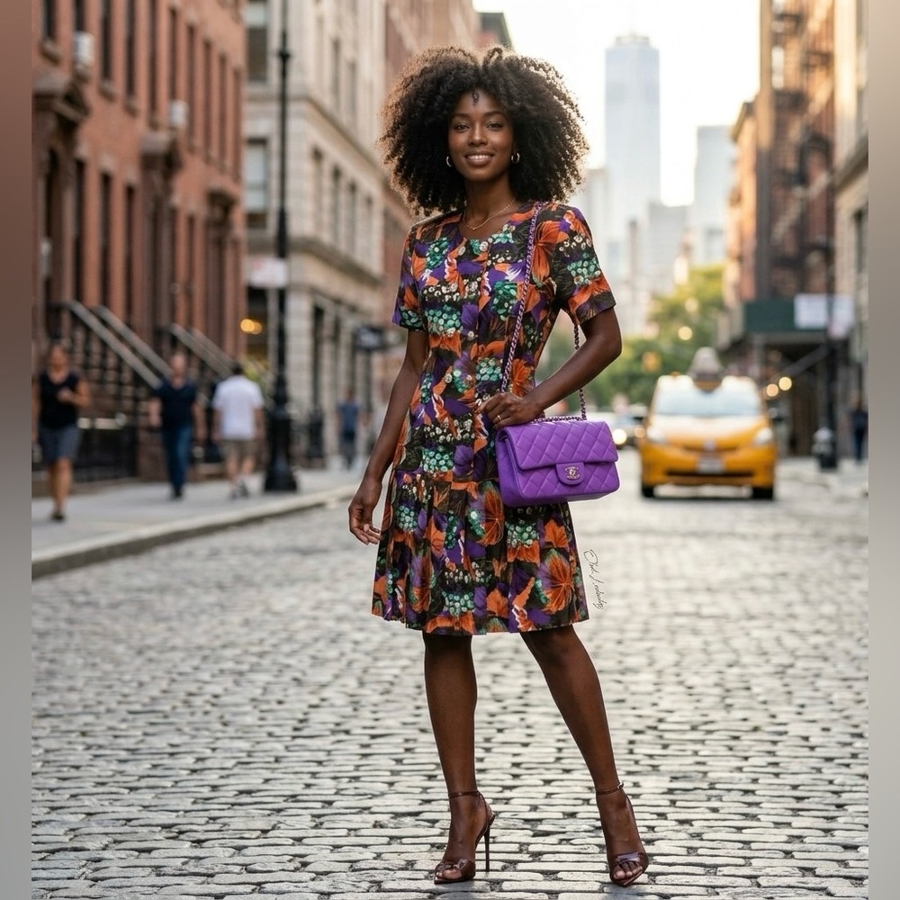VINTAGE MULTICOLOR FLORAL MINI DRESS